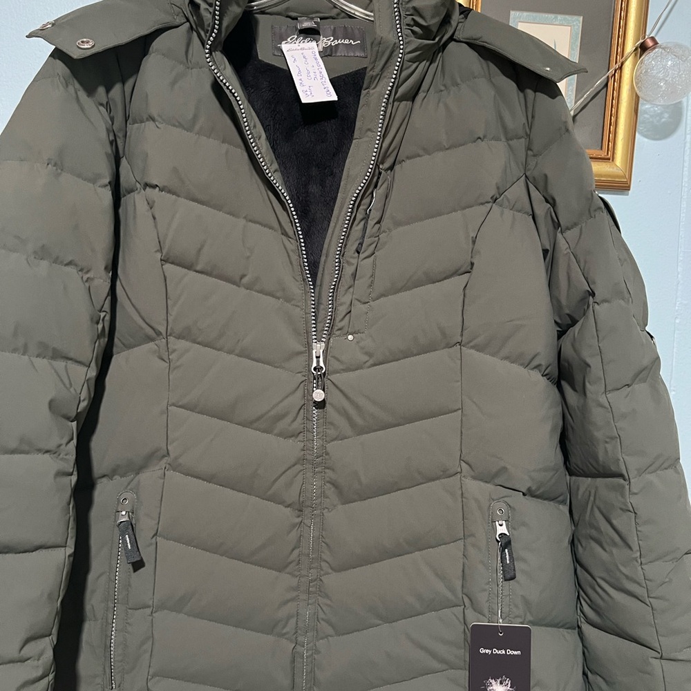 Eddie Bauer Green Fur-Trimmed Hooded Jacket - Picture 3 of 10